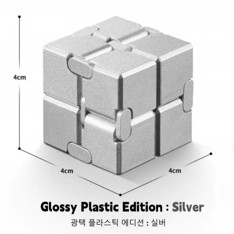 Cool Silver Fidget Cube Lightweight Ultra Durable Sensory Stress Relief Anti-Anxiety Toy Exquisite Decompression Gift for Adults
