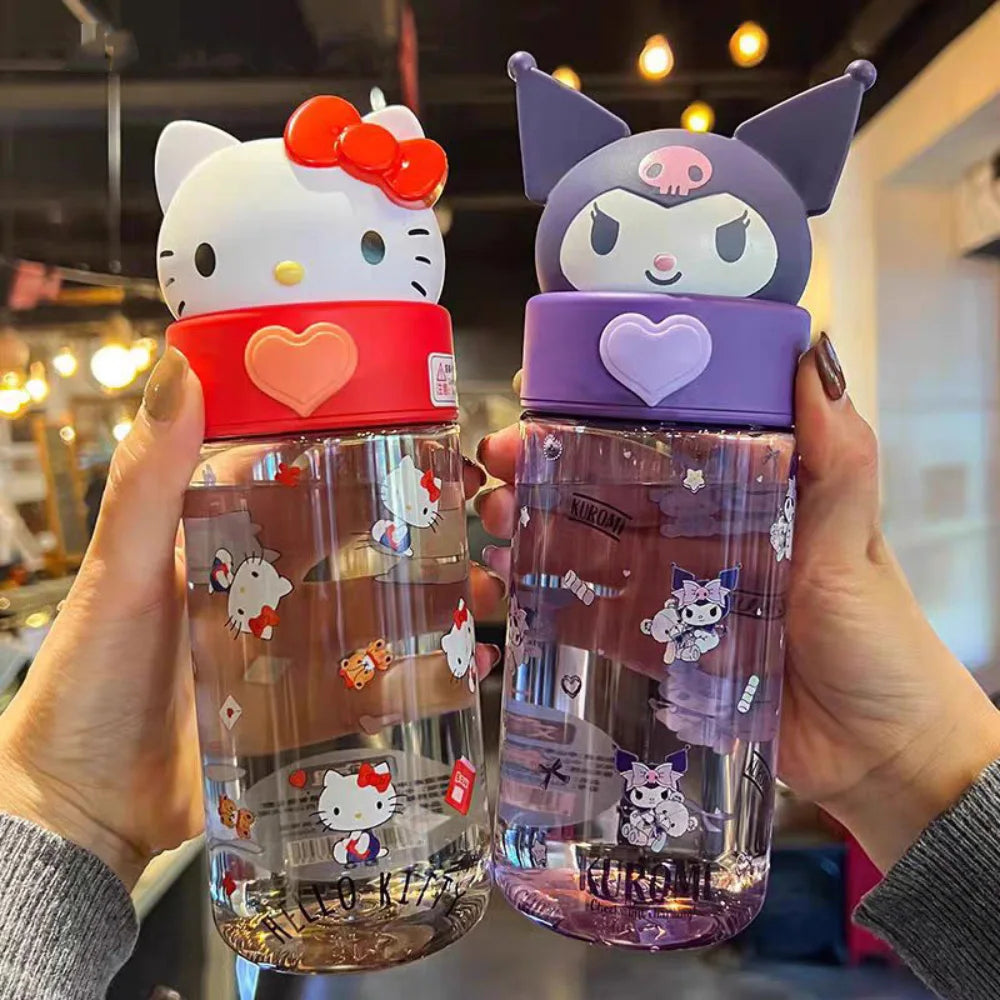 500ML Sanrio Hello Kitty Kuromi Clear Mug Anime Melody Student Outdoor Camping Kawaii Water Reservoir Water Mugs Friend Gifts