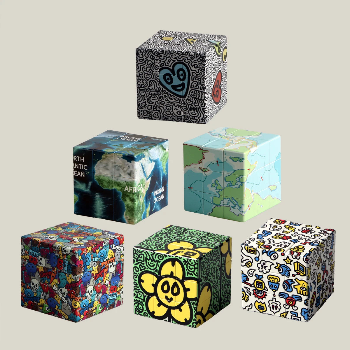 Magic Cube 3x3x3 Cartoon Alien dollar graffiti UV Fun Stress Relief Puzzle Professional Smooth Speed Game Children's Toys Gifts