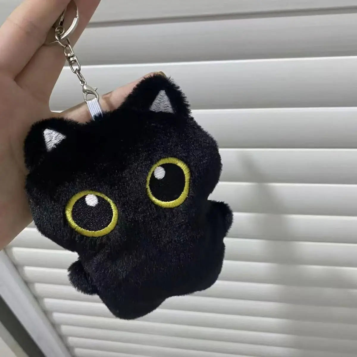 New Kawaii Big Eyes Cat Plush Doll With Scarf Black Cat Keychain Bag Pendant Cartoon Kitten Ornament Holiday Gift For Dear