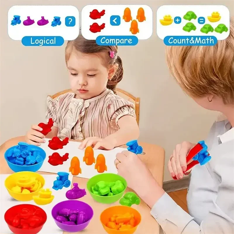 Rainbow Counting Animal Traffic Car Early Education Toy Animal Cognition Math Teaching Assisted Kindergarten Games