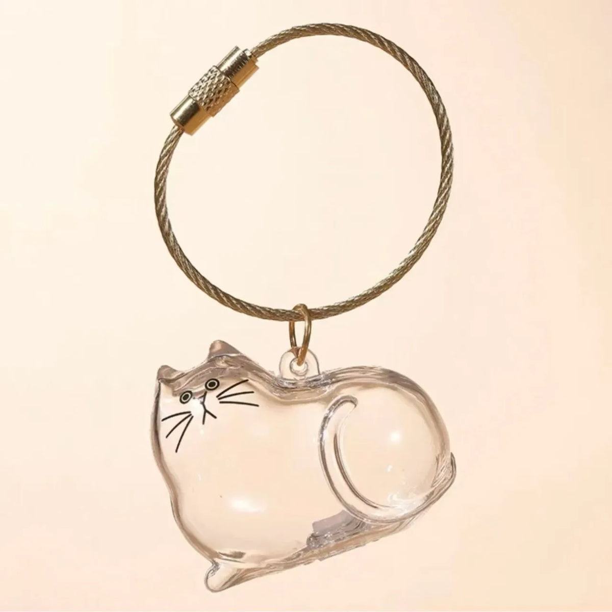 Adorable Cat Hair Storage Pendant Keychain Transparent Cat/Dog Hair Storage Container for Pet Lover DIY Pet Memorial Keychain