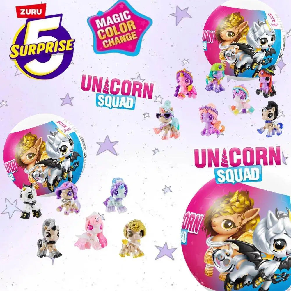 ZURU 5 Surprise Mini Brand Unicorn Squad Verrasingsball Luminous Fairy Favorite Gift Cute Pony Blind Box Accessory