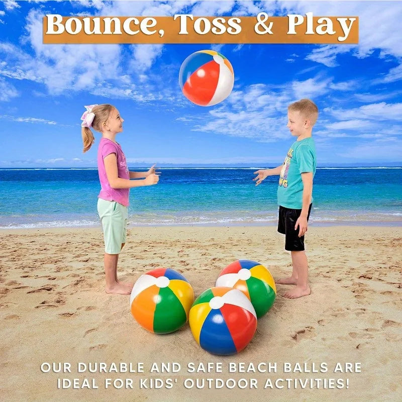 JOYFY 4Pack 20" Beach Balls Large Rainbow Beach Ball Inflatable Pool Toys for Adults Kids Party Supplies Decorations Birthday