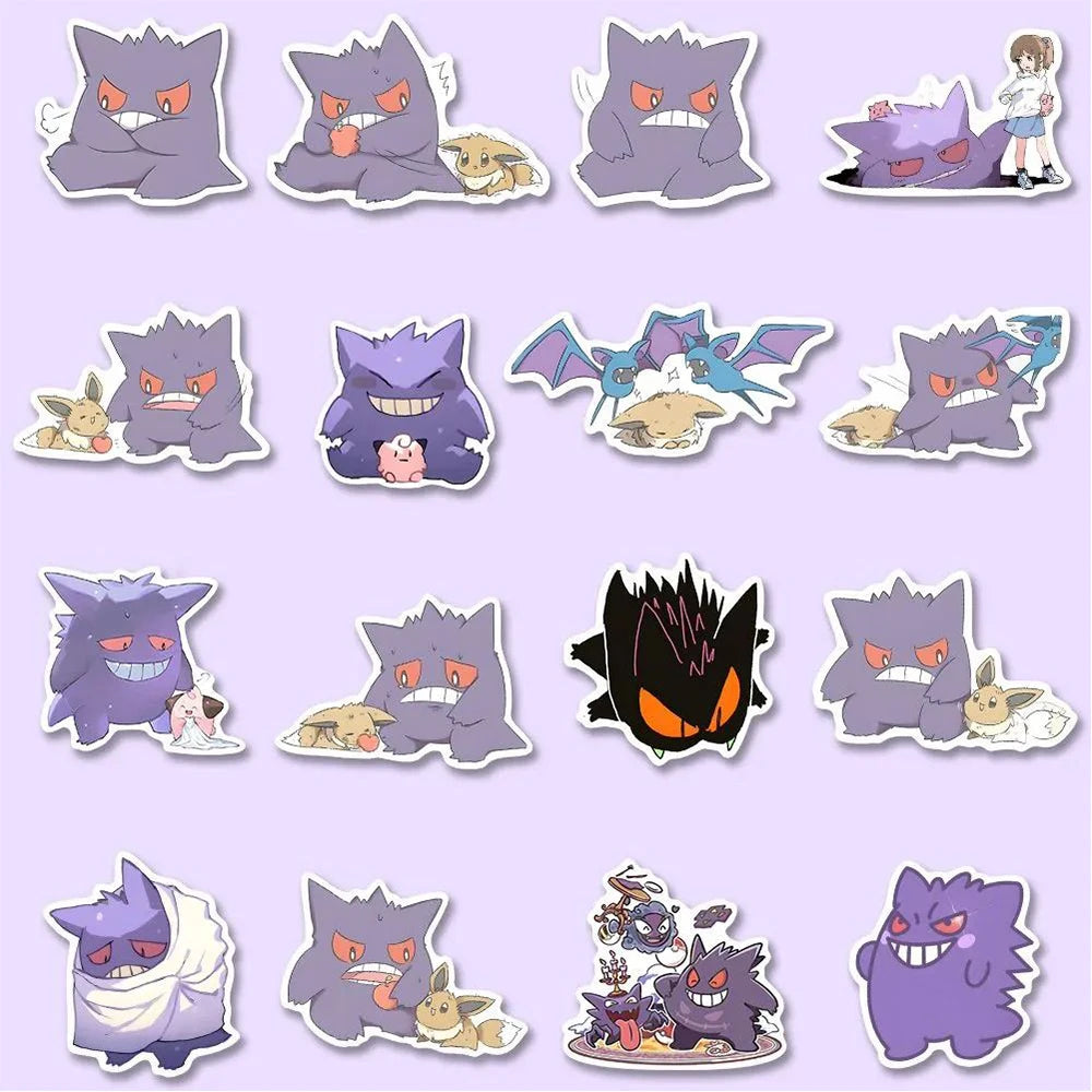 10/20/40/80pcs Funny Gengar Anime Stickers Pokemon Cartoon Decals DIY Luggage Laptop Waterproof Kid Graffiti Cute Sticker Toys