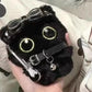 12cm Keychain Rock Music Black Cat Plush Toy Guitar Cute Punk Style Doll Schoolbag Pendant For Friends Birthday Gift