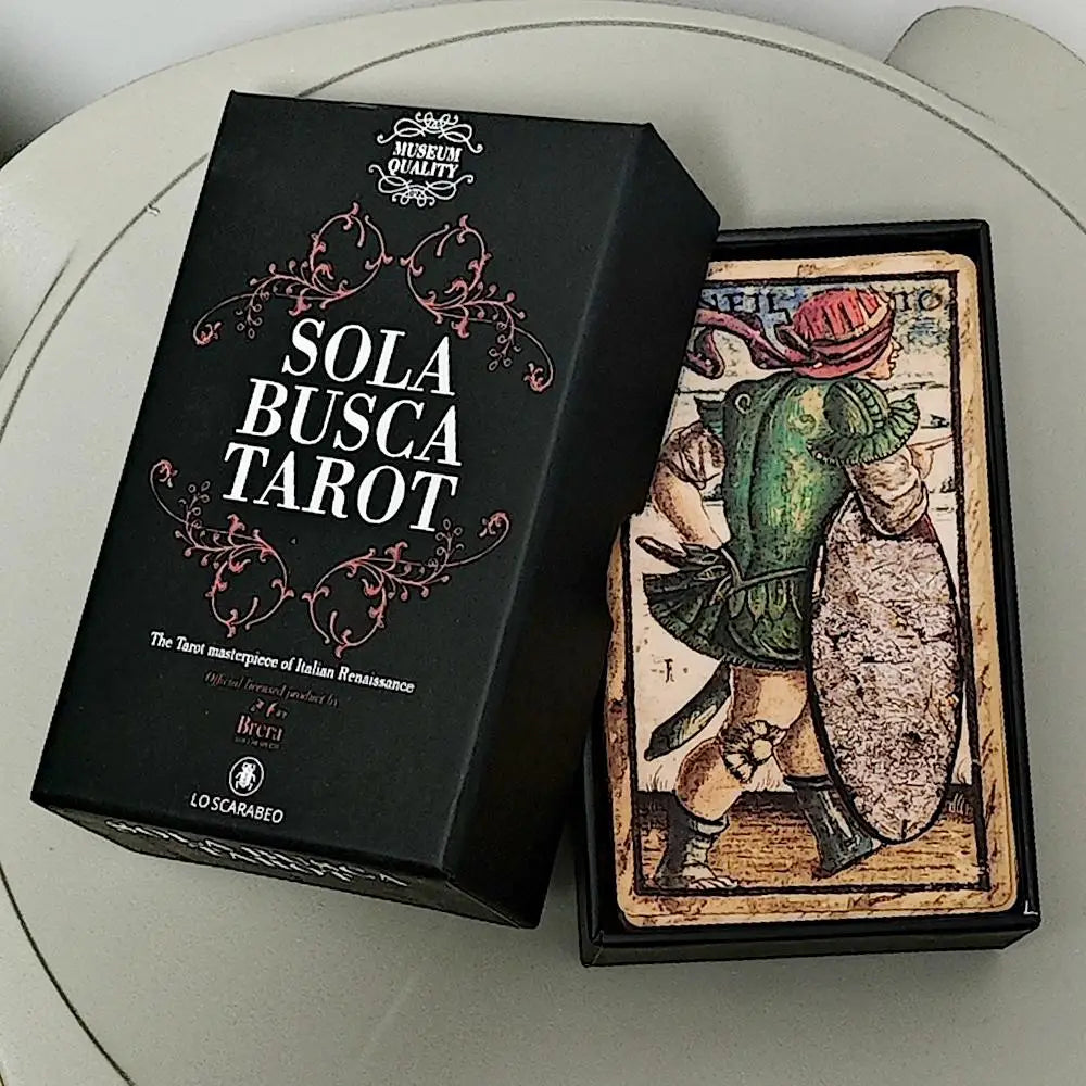 Sola Busca Tarot Deck 12*7cm In Rigid Box 78 Pcs Vintage Tarot Cards Printed on 350GSM Double-embossed Cardstock