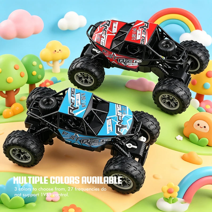 4-Way Remote Control Car with Lights, Anti-Slip Rubber Tires, Outdoor Off-Road Climbing Toy Car Model for Kidsren and Boys