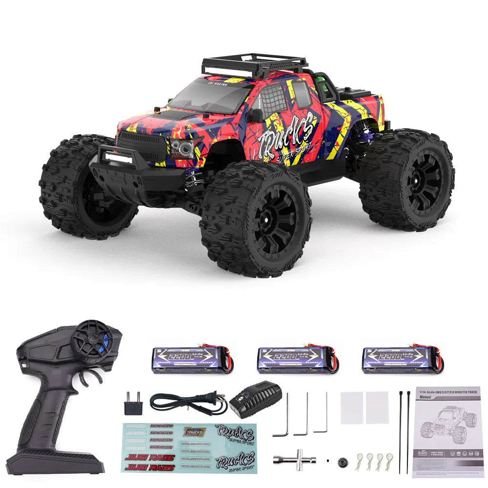 JIUSI PT14R 1/14 RC Car 80km/h High Speed Off-road RC Truck Brushless 2.4G Remote Control 4WD 3S 35C 2200mAh
