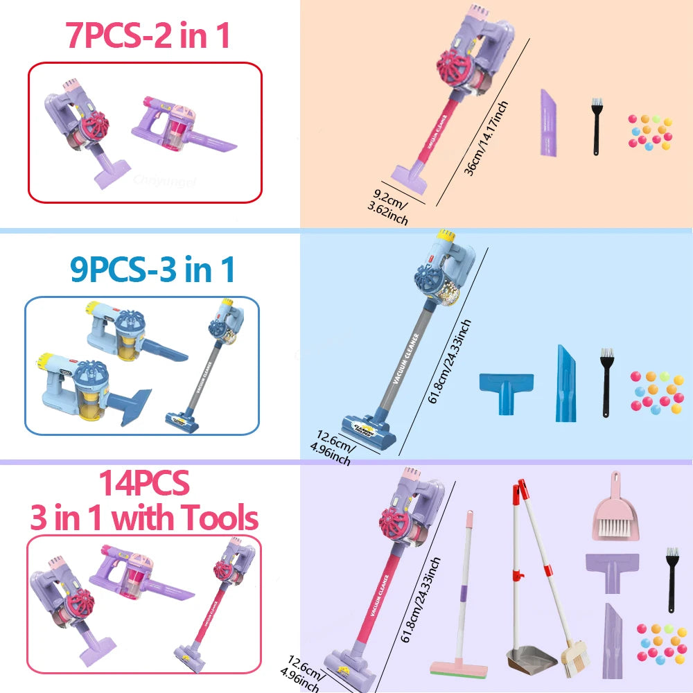 Kids Simulation Electric Vacuum Cleaner Cleaning Set for Toddlers Role Play Housekeeping Educational Toys Girl Boy Gifts