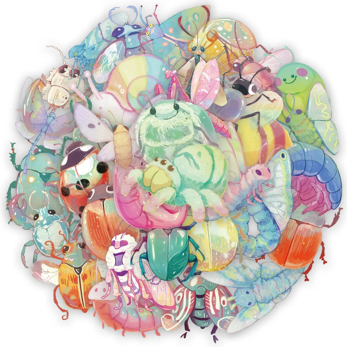 50PCS Cartoon Cute Bug Fun Stickers DIY Phone Case Laptop Water Cup Computer Toy Stickers