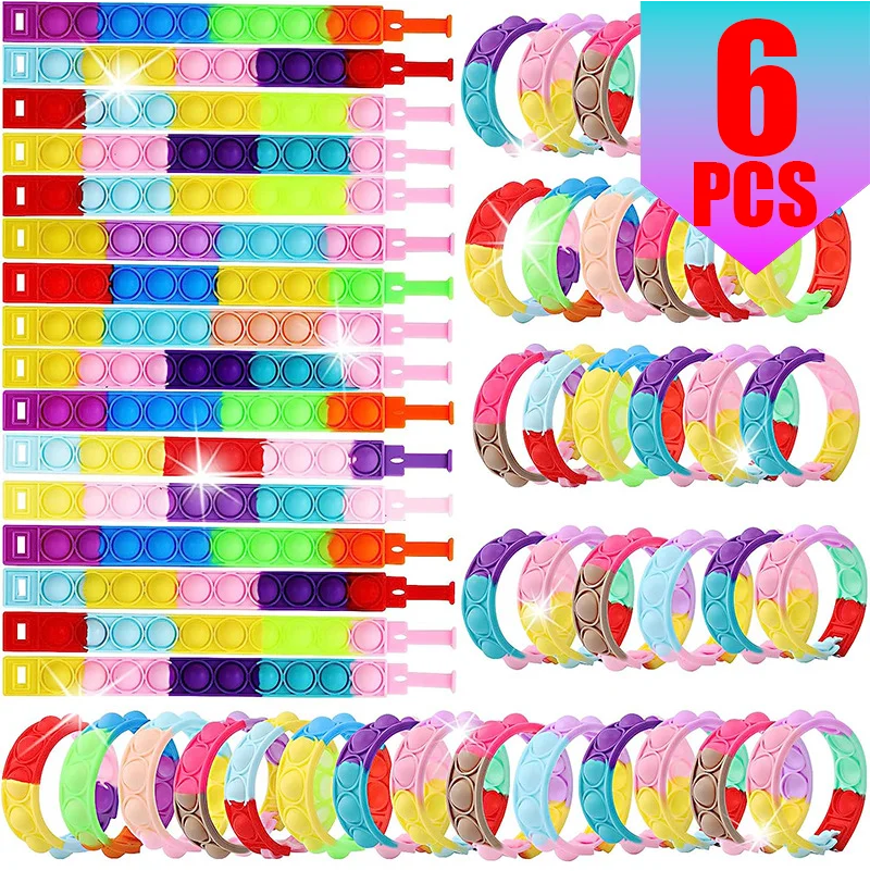 Push Pop Bubble Sensory Bracelet Fidget Toy for Kids Stress Reliever Classroom Reward Party Favors Children's Gift Pop Bracelet