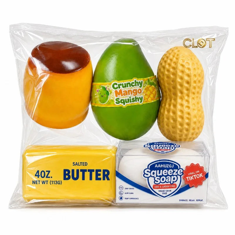 5PCS Crunchy Squishy Toy Set, Multi-Item Party Favor Packs, Slow Rising Squeeze Balls with Crunchy Texture, Soft Sensory Fidget Toys, Fun Desktop Toys for Party Favors, Gift Bags, Birthday Gifts and Holiday Gifts