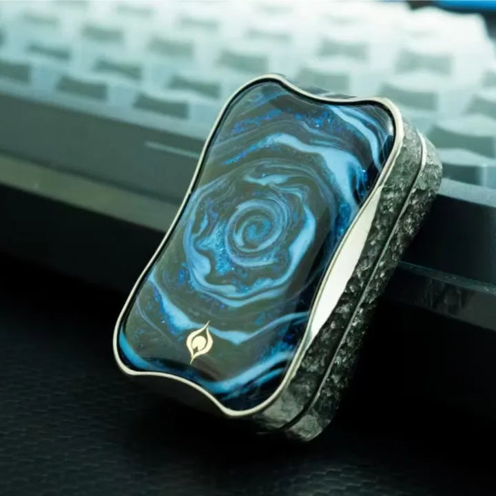 Peacock Aura Sand Slim Pro Unlimited Pushing Slider Fidget Slider Stainless Steel Titanium Zirconium Stress Relief Toy For Adult