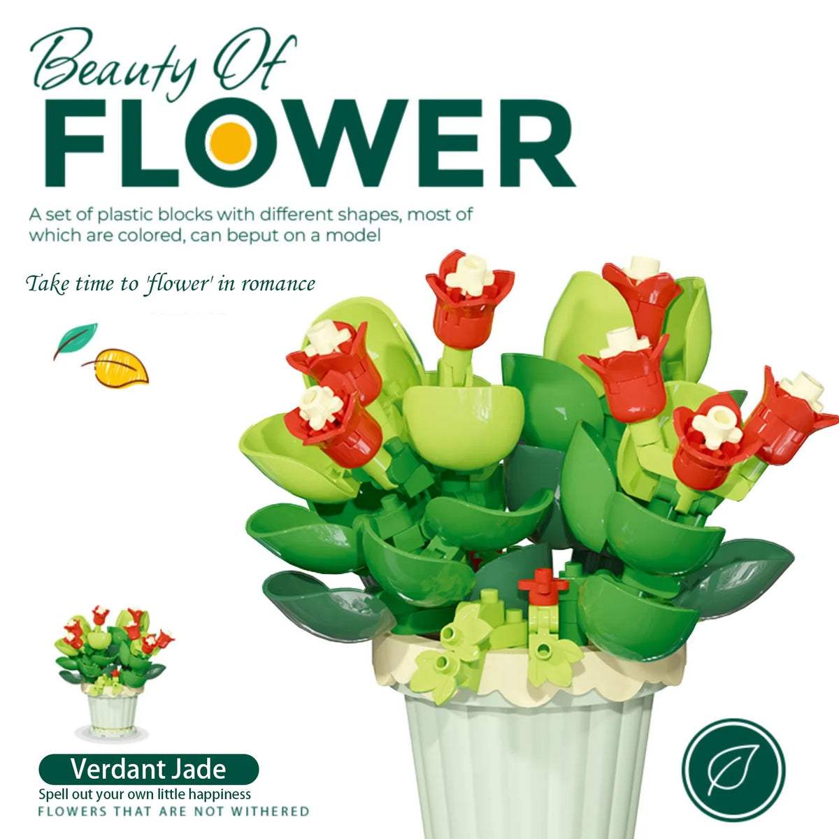 Small Particle Building Block Home Decor Series Flower Potted Plant Toys Set with Permanent Flowers Gift for Plant Arrangements