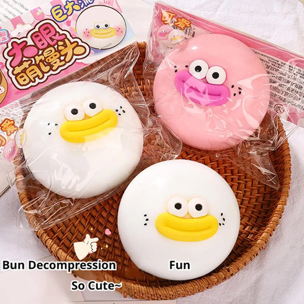 Cute Stress Reliever Cartoon Sausage Desk Mouth Steamed Bun Toy Stress Relief Dumpling Squeeze Fidget Slow Stress Ball Hand Toy