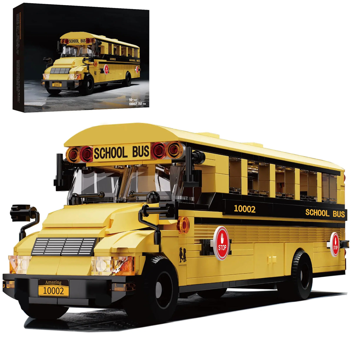 788PCS School Bus Building Blocks Classic Yellow American School Bus Model Bricks Desktop Ornament Kids Educational DIY Toy Gift