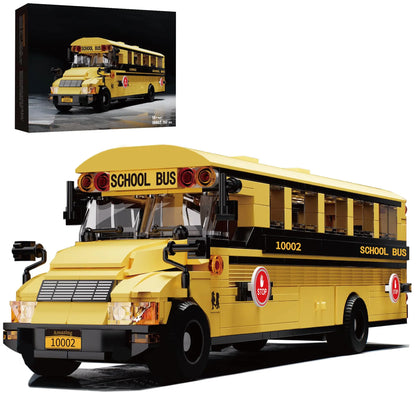 788PCS School Bus Building Blocks Classic Yellow American School Bus Model Bricks Desktop Ornament Kids Educational DIY Toy Gift