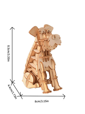 3D Wooden Animal Puzzle Sherina dog model Kids Wood Craft Brain Teaser Wood Gifts