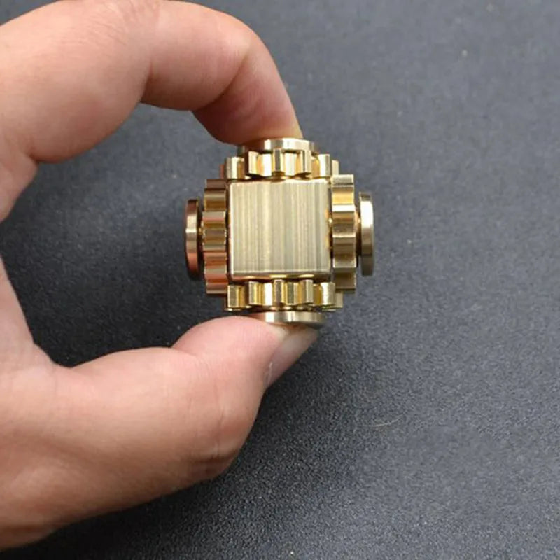 EDC Pure Brass Fidget Spinner Toy | Real Gear Gyro Metal Stress Hand Spinner Toy | Adult Anxiety Stress Relief Skill Toy