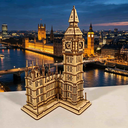 1 Wooden DIY Big Ben Clock, a Creative 3D Jigsaw Puzzle, Ideal as a Festive Gift or Home Decoration.
