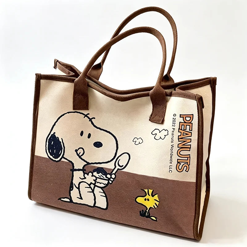 Snoopy Tote Bag Cartoon Large Capacity Canvas Shoulder Bag Shopping Bag Commuter Tote Bag Handheld Canvas Bag Gifts