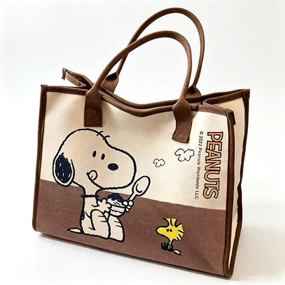 Snoopy Tote Bag Cartoon Large Capacity Canvas Shoulder Bag Shopping Bag Commuter Tote Bag Handheld Canvas Bag Gifts