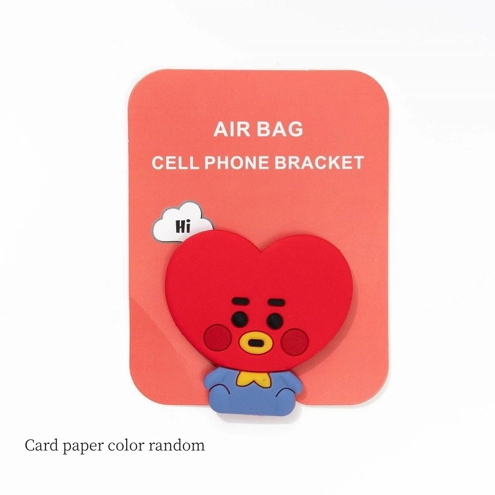 BT21cartoon cute silicone handheld phone stand kawaii retractable airbag earphone winder fan support anime merchandise wholesale