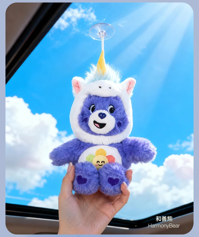 Care Bears 20cm Unicorn Hood Plush Suction Cup Ornament Wall Car Mirror Hanging Decor Cute Kawaii Stuffed Bear Toy Gift for Kids