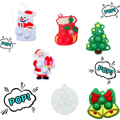 Christmas Toys 6PCS Mini Pop Keychain Fidget Toys Pop Bubble Xmas Toy Silicone Relieve Anxiety Stress Party Favors