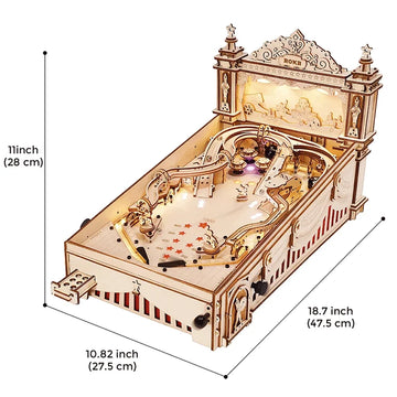 Robotime ROKR 3D Pinball for Kid Adults Family Party Machine Vintage Style Popular Game Smooth Assembly 3D Wooden Puzzles EG01