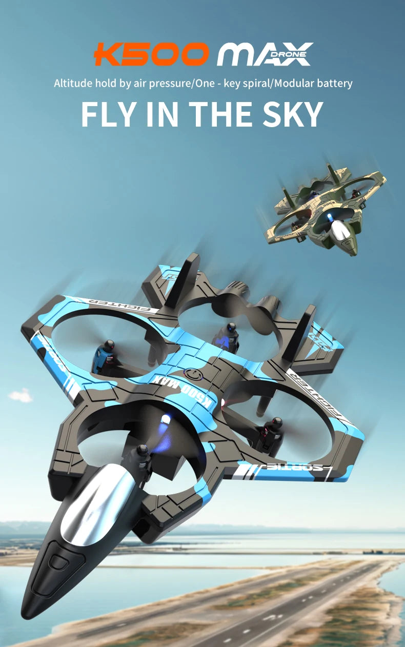 K500MAX Glider Flying Helicopter RC Hobby Jet Plane 2.4G Stunt Remote Control Foam Fighter Airplane Toy Drone With Light