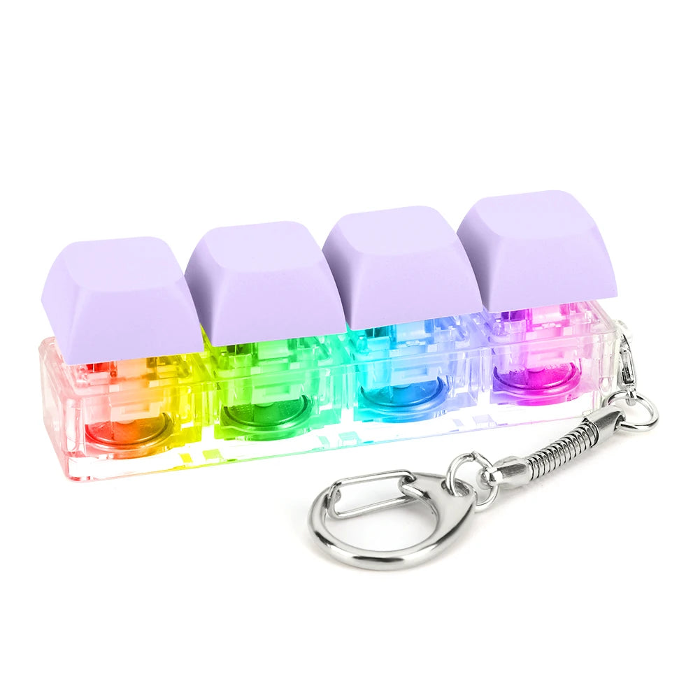 Keyboard Fidget Keychain 4 Keys Finger Keyboard Decompression Toys Press Button Keycap Fidget Stress Relief Keyboard Clicker Toy