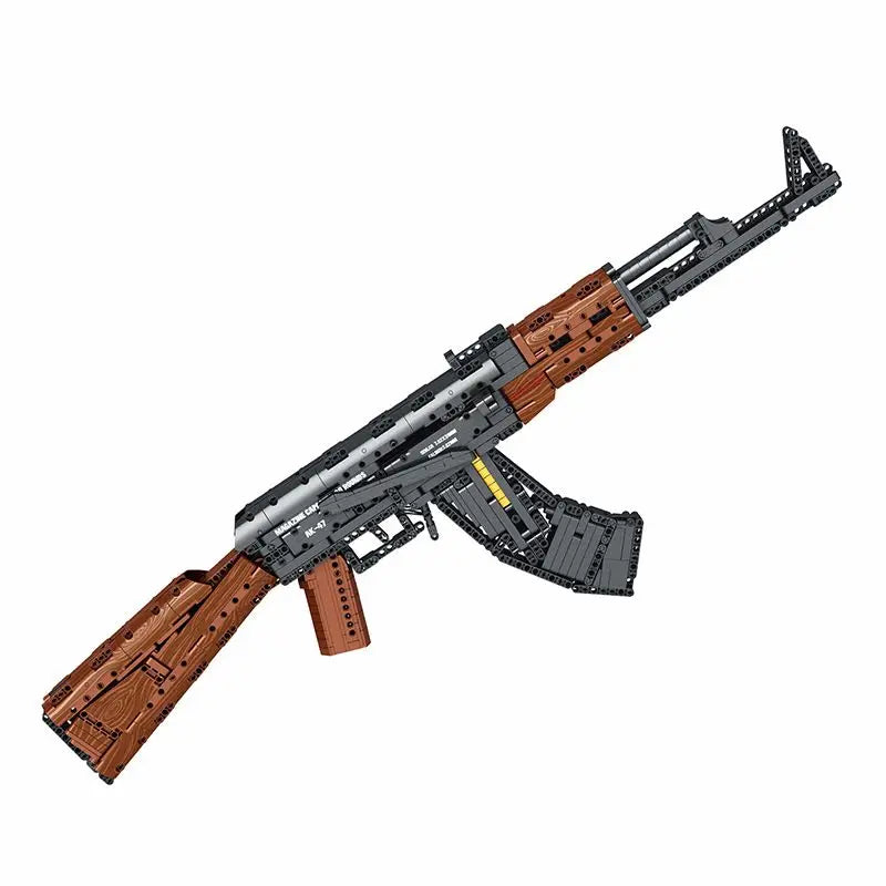 In stock Reobrix 77005 Military AK47 Building Block Gun with Shooting Function, Assembled Model, Educational Toy for Boys (Battl