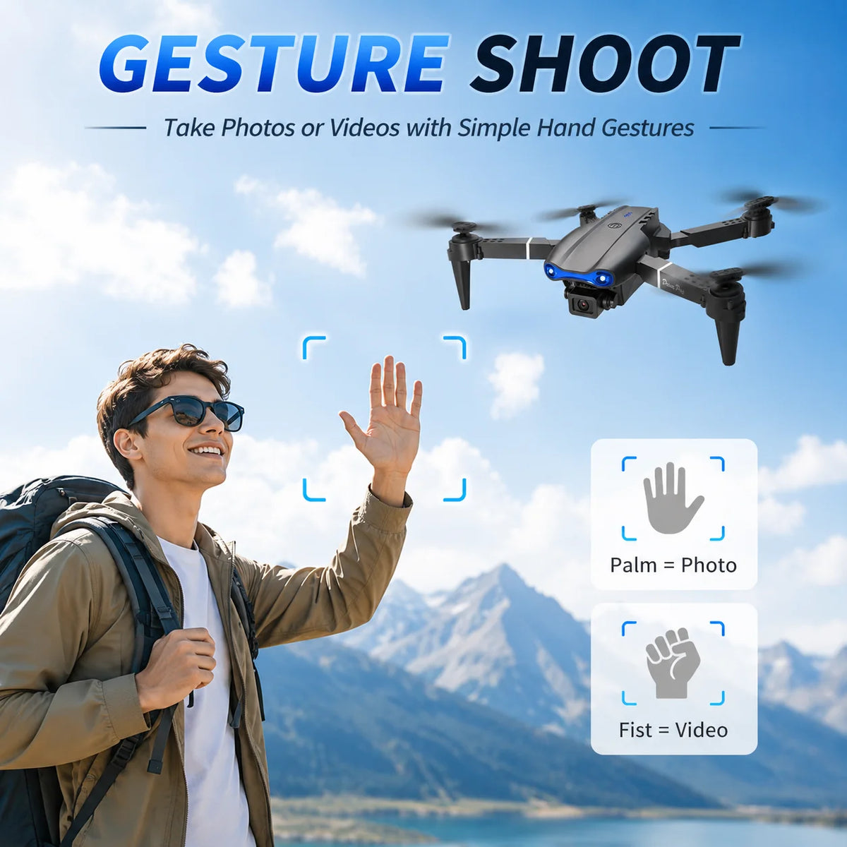 Foldable RC Drone 4K HD Dual Camera 90° Adjustable 120° Wide Angle 50X Zoom Altitude Hold 2.4G 100M Remote FPV Quadcopter