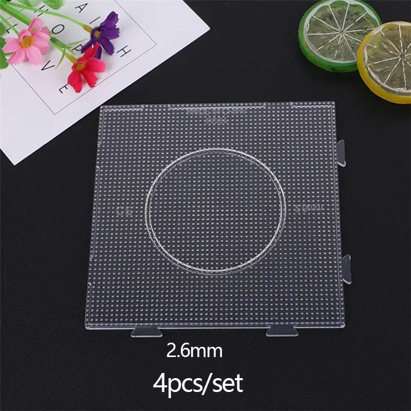 4PCS 2.6mm/5mm Fuse Beads Transparent Big Square Pegboards Ironing Beads Boards DIY Material Template Melting Beads Pegboard