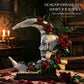 Gothic Style Assembly Model, Dark Romantic Skull and Moon Building Block Ornament, Red Roses Entwined, Surprise Gift for Your Partner, Dark Art Style