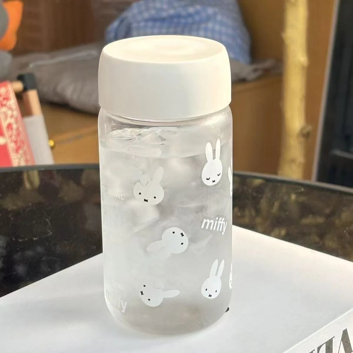 420ml Anime Miffy Rabbit Water Bottle Large Capacity Plastic Sports Water Bottle Portable Leak-proof Drinking Bottle Gifts