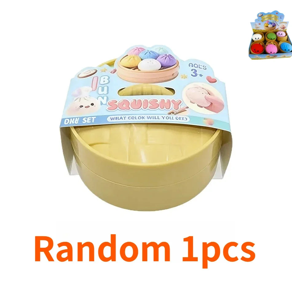 Colorful Dumpling Squishes Stress Balls Cha Siu Bao Slow Rebound Decompression Toys Feel Good Squishy Stress Relief Gifts 10cm