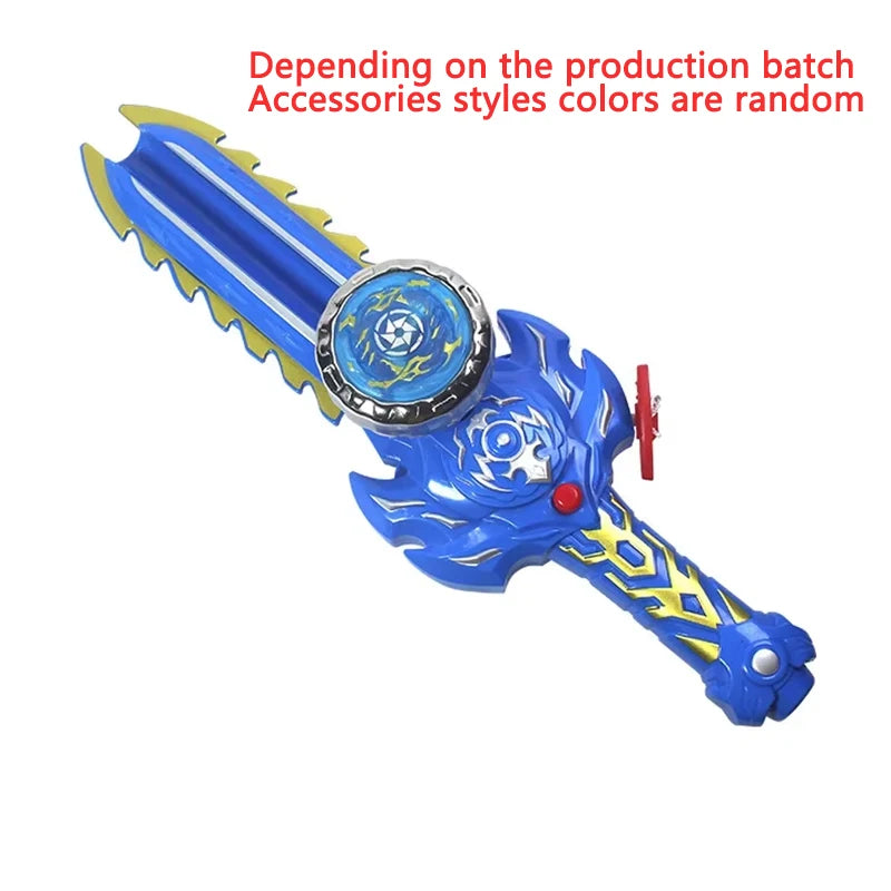 Creative Hand Cranked Gyro Sword Launcher Led Spinning Top Color Luminous Spinning Toys For Boys Girls Children Birthday Gift