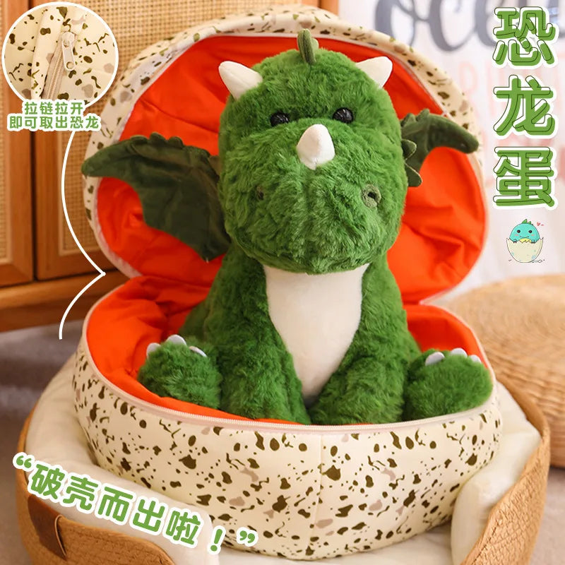 Creative Dinosaur Egg Turn Into Dino Plush Toys Creative Stuffed Cartoon Dragon Doll Pillow Baby Sleeping Cushion for Kids Gifts