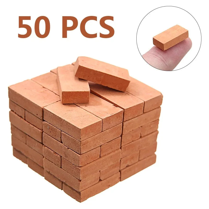 50-150pcs 1:16 Real Mini Bricks Model, Miniature Figurine Landscaping Accessories, DIY Fake Bricks Toy For Fairy Garden Building