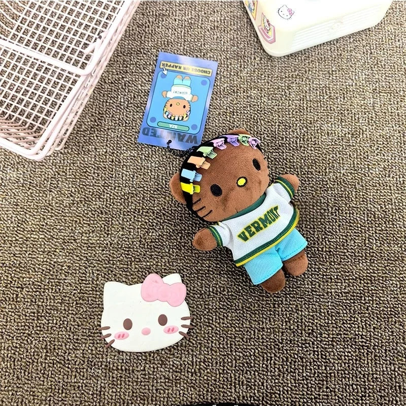 10cm Drake Hip-Hop Trend Hello Kitty Plush toys Bag Charm Pendant  American Street Style kawaii Black hair pins Cute KT Keychain