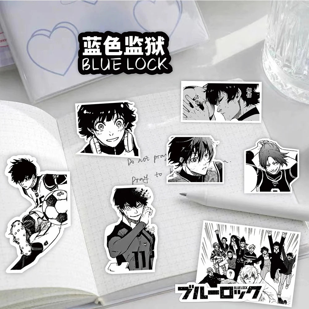 10/30/70pcs BLUE LOCK Football Anime Stickers Cool Black and White Cartoon Graffiti Sticker Decals for Phone Skateboard Notebook