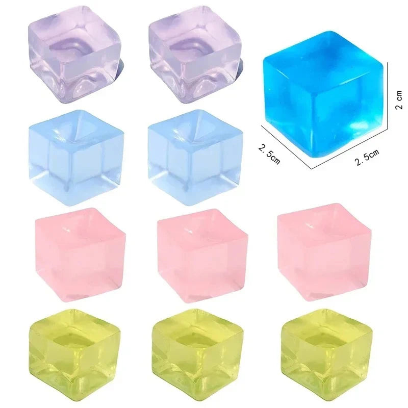 5/10Pcs Ice Cube Shaped Fidget Toy Square Stress Relief Ball Squishy Squeeze  Anxiety ADHD Stress Relief Sensory Adults Toys