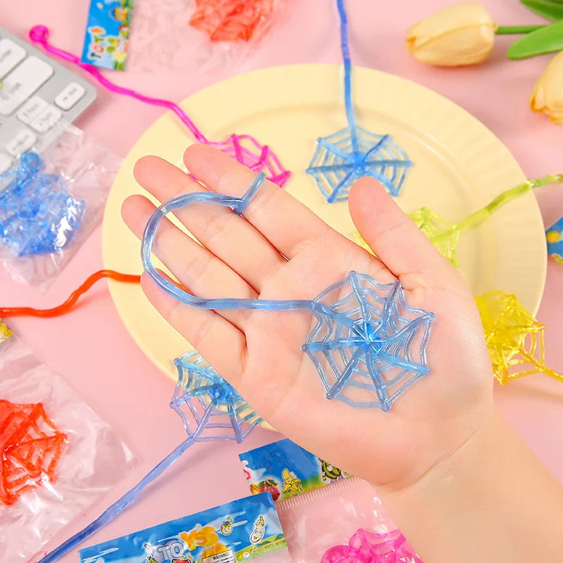 10Pcs Stretchable Climbing Spider Web Fun Sports Toy Elastic Adhesive Hand Spider Web Competitive Toys Halloween Birthday Gift