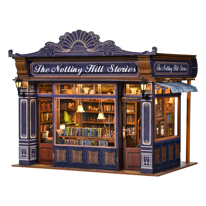 Notting Hill Book Nook 3D Wooden Puzzle DIY Love Bookstore Handmade Bookshelf Dollhouse Model Decorative Bookend Building Ki