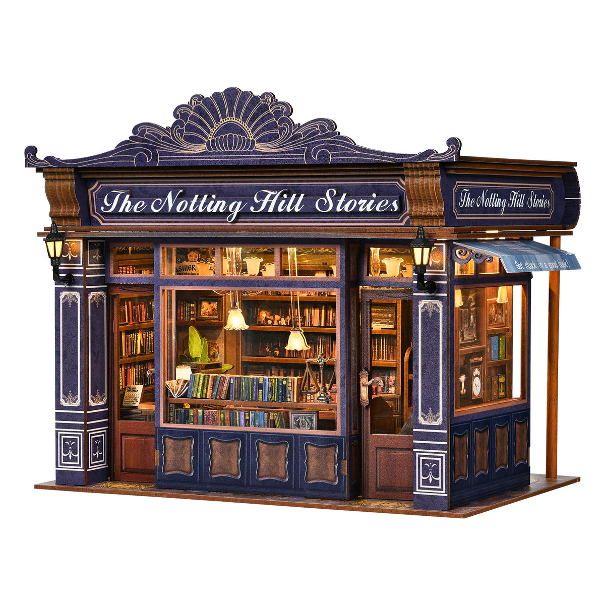 Notting Hill Book Nook 3D Wooden Puzzle DIY Love Bookstore Handmade Bookshelf Dollhouse Model Decorative Bookend Building Ki