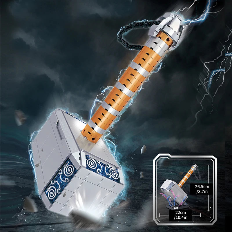 975PCS Creative Super Hero Thor Battle Hammer Building Blocks MOC Assemble Bricks Set Toys Birthday Gift For Children Kids