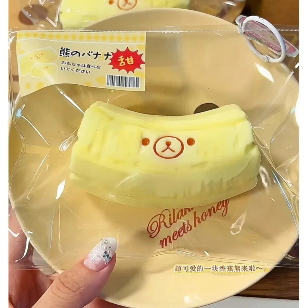 Soft Anti-anxiety Sensory Fidgety Toys, Hand-made, Creamy Texture, Banana Bear Shape, Stress-relieving.